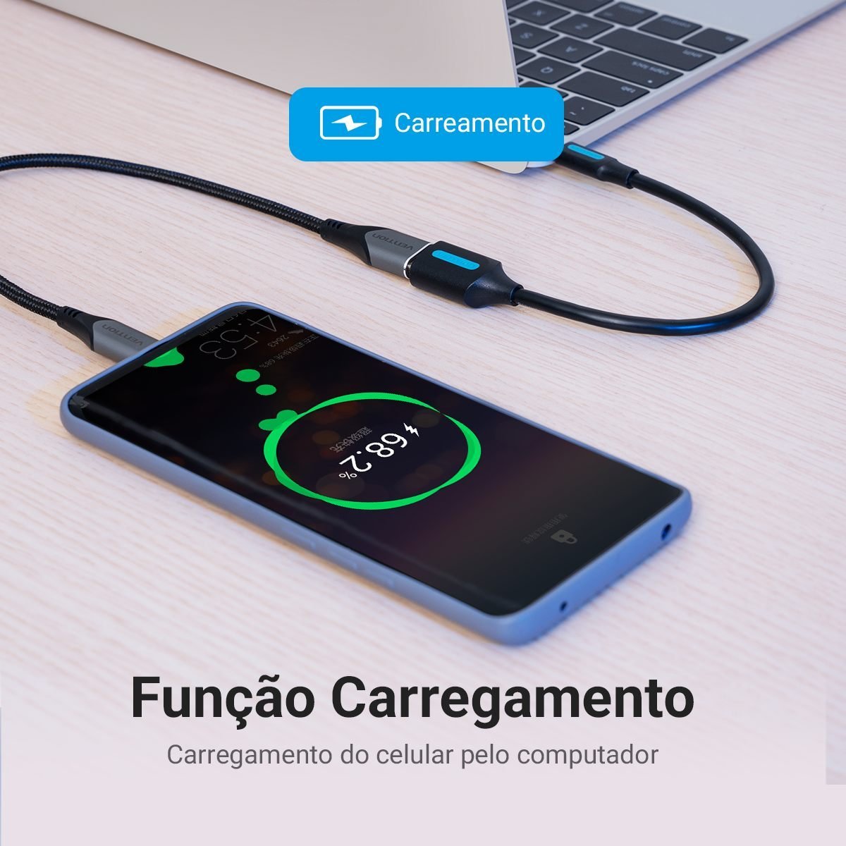 Cabo Adaptador OTG Tipo C para USB 3.0 Celular Tablet 5Gbps - Vention - Imagem 9