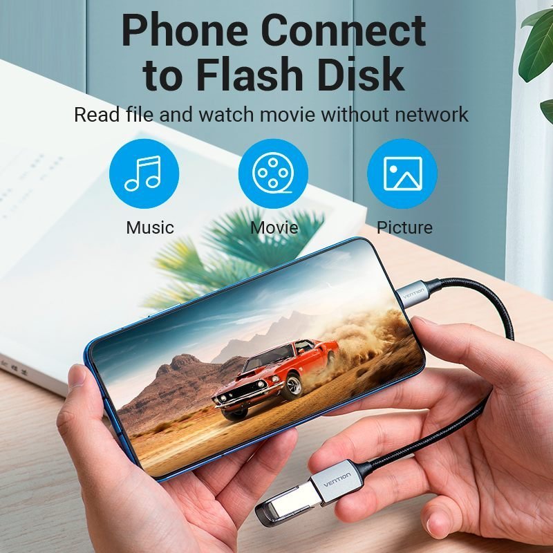 Cabo Adaptador OTG Tipo C para USB 3.0 Celular Tablet 5Gbps CCX - Vention - Imagem 5