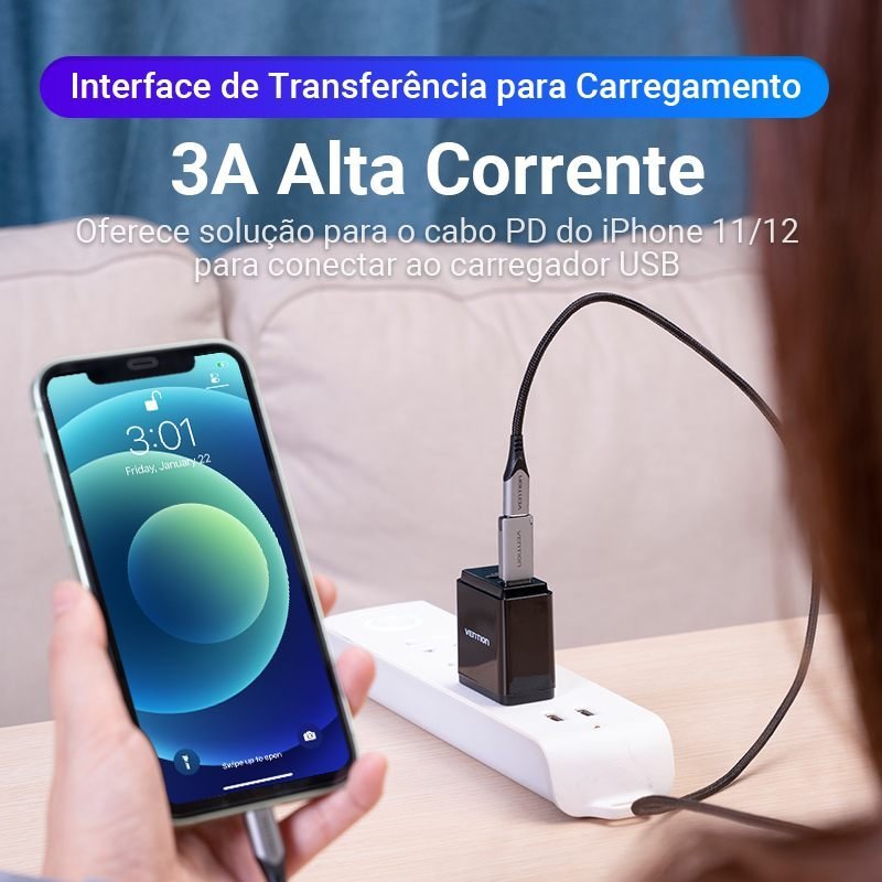 Adaptador OTG USB 3.0 Macho para USB Tipo C Fêmea - Vention - Imagem 7
