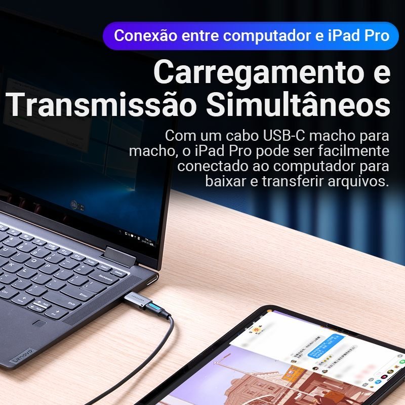 Adaptador OTG USB 3.0 Macho para USB Tipo C Fêmea - Vention - Imagem 8