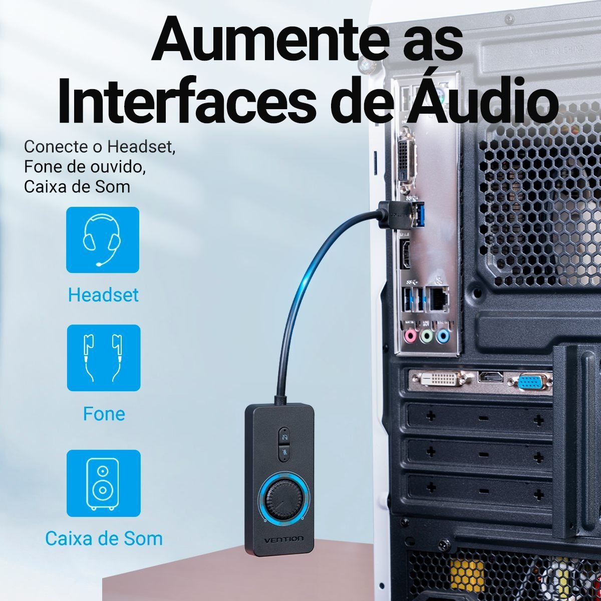 Adaptador de Som USB Headset P2 Fone Microfone - Vention - Imagem 4