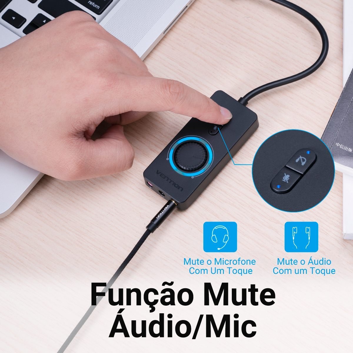 Adaptador de Som USB Headset P2 Fone Microfone - Vention - Imagem 8