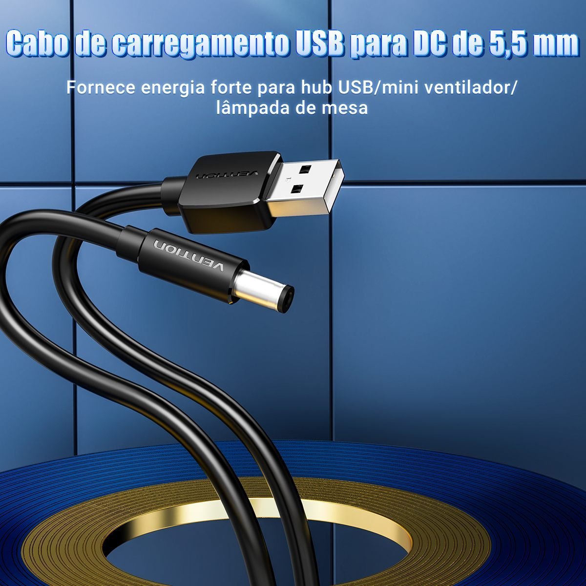 Cabo de Força USB Macho x Plug D Cpara Tablet - Vention - Imagem 2