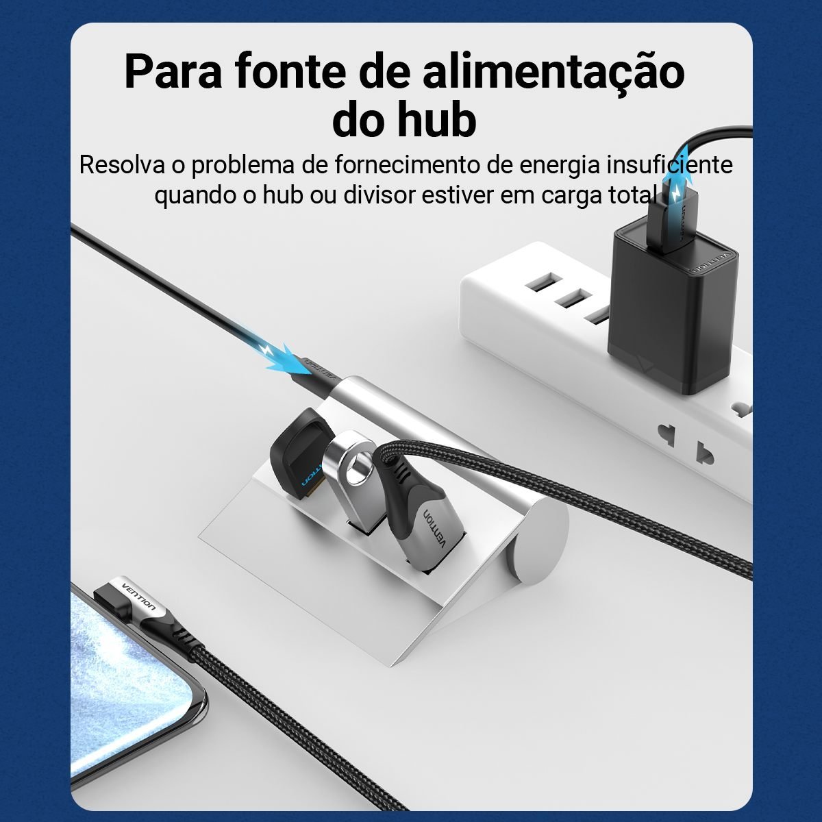 Cabo de Força USB Macho x Plug D Cpara Tablet - Vention - Imagem 4