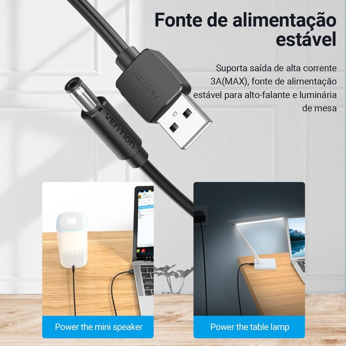 Cabo de Força USB Macho x Plug D Cpara Tablet - Vention - Imagem 6