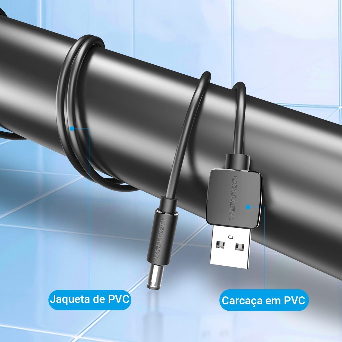 Cabo de Força USB Macho x Plug D Cpara Tablet - Vention - Imagem 8