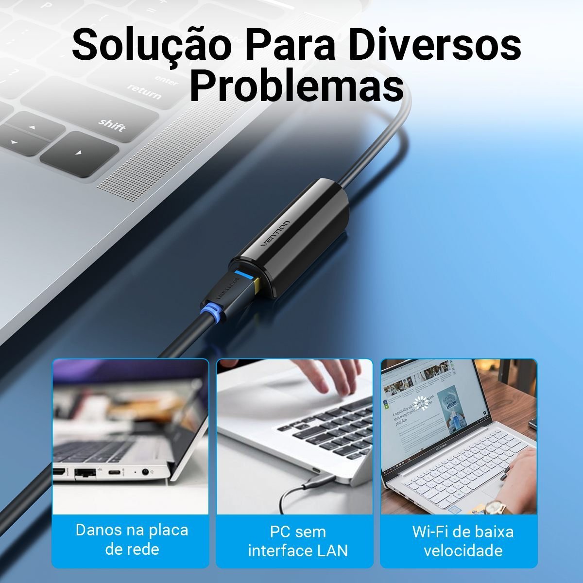 Adaptador Tipo C para Cabo Internet Celular Notebook - Vention - Imagem 3