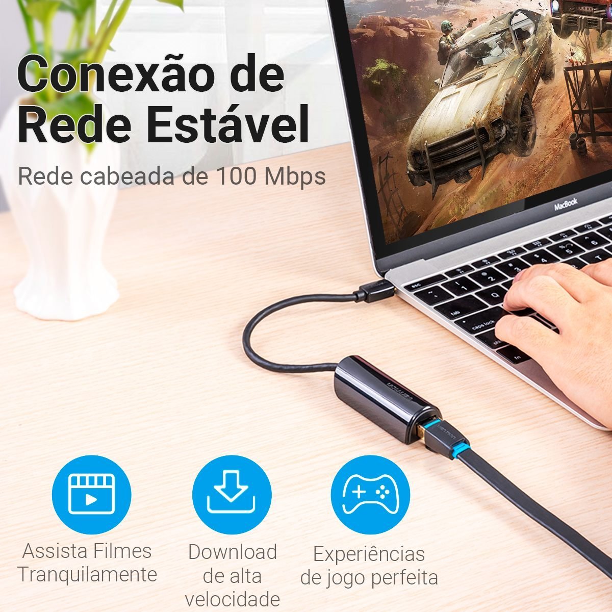 Adaptador Tipo C para Cabo Internet Celular Notebook - Vention - Imagem 4