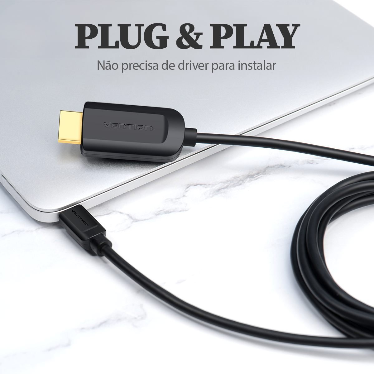 Cabo Tipo C Macho para HDMI Macho Resolução 4K na Cor Preta - Vention - Imagem 6