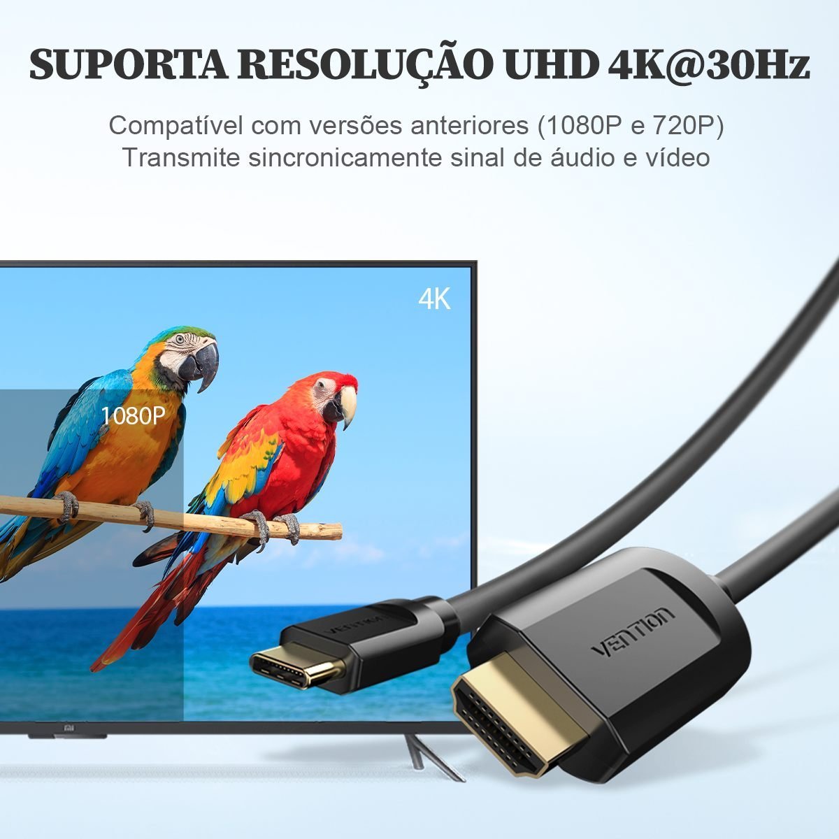 Cabo Tipo C Macho para HDMI Macho Resolução 4K na Cor Preta - Vention - Imagem 9