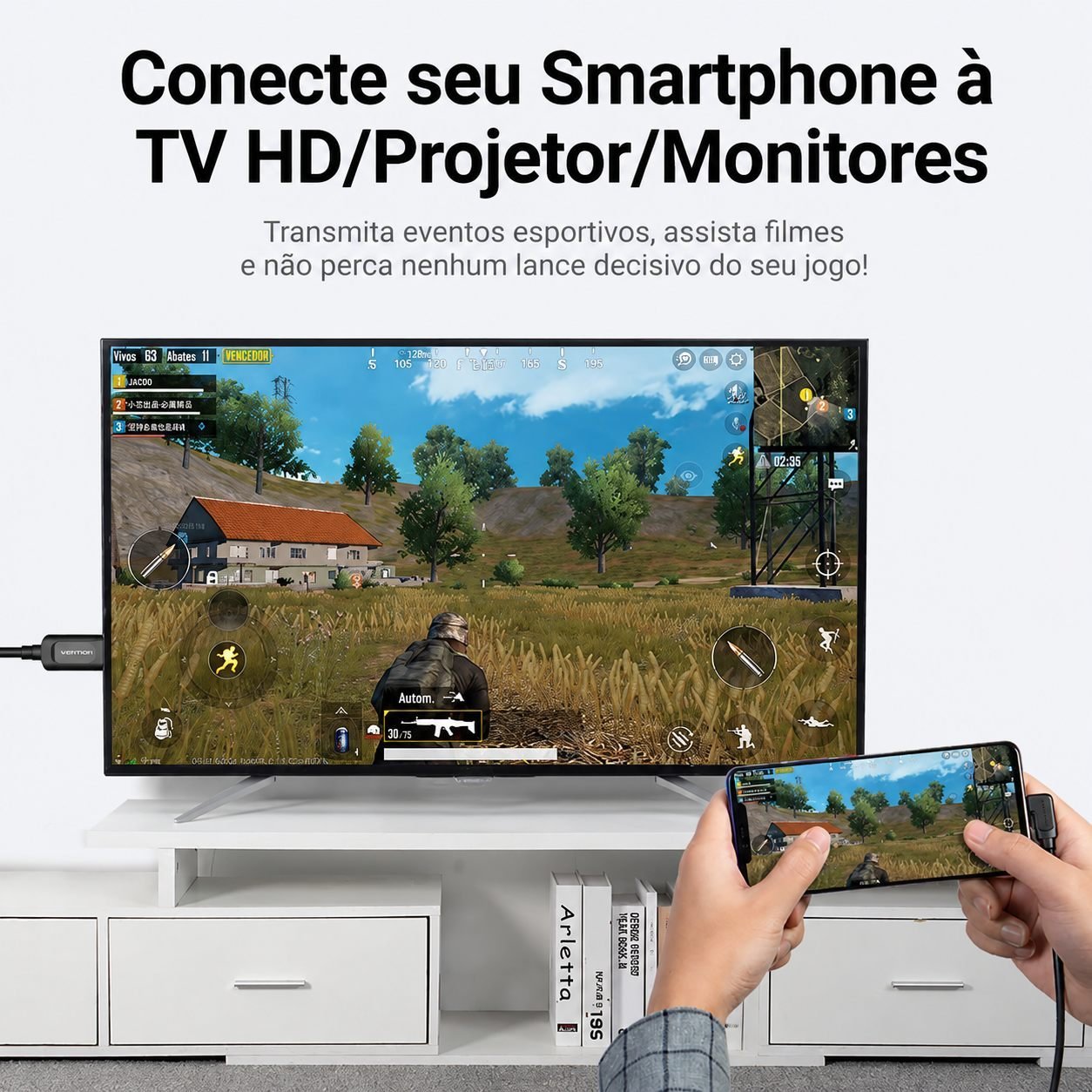 Cabo USB-C para HDMI 4K@30Hz Notebook Tablet Monitor - Vention - Imagem 4