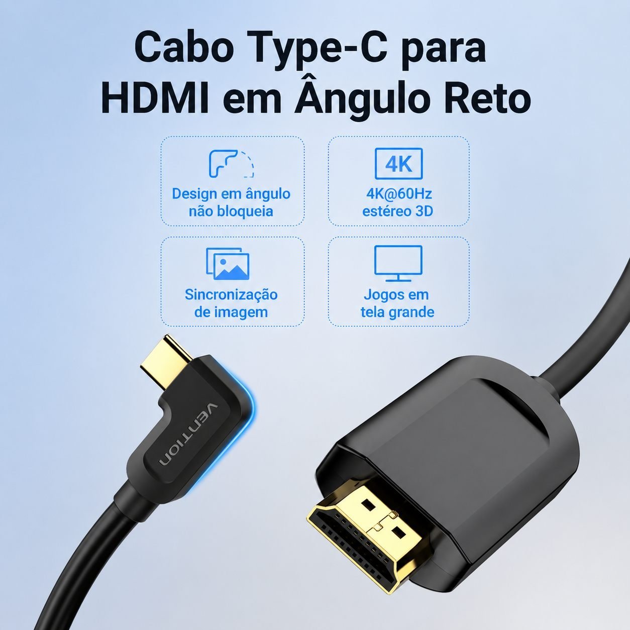 Cabo USB-C para HDMI 4K@30Hz Notebook Tablet Monitor - Vention - Imagem 5