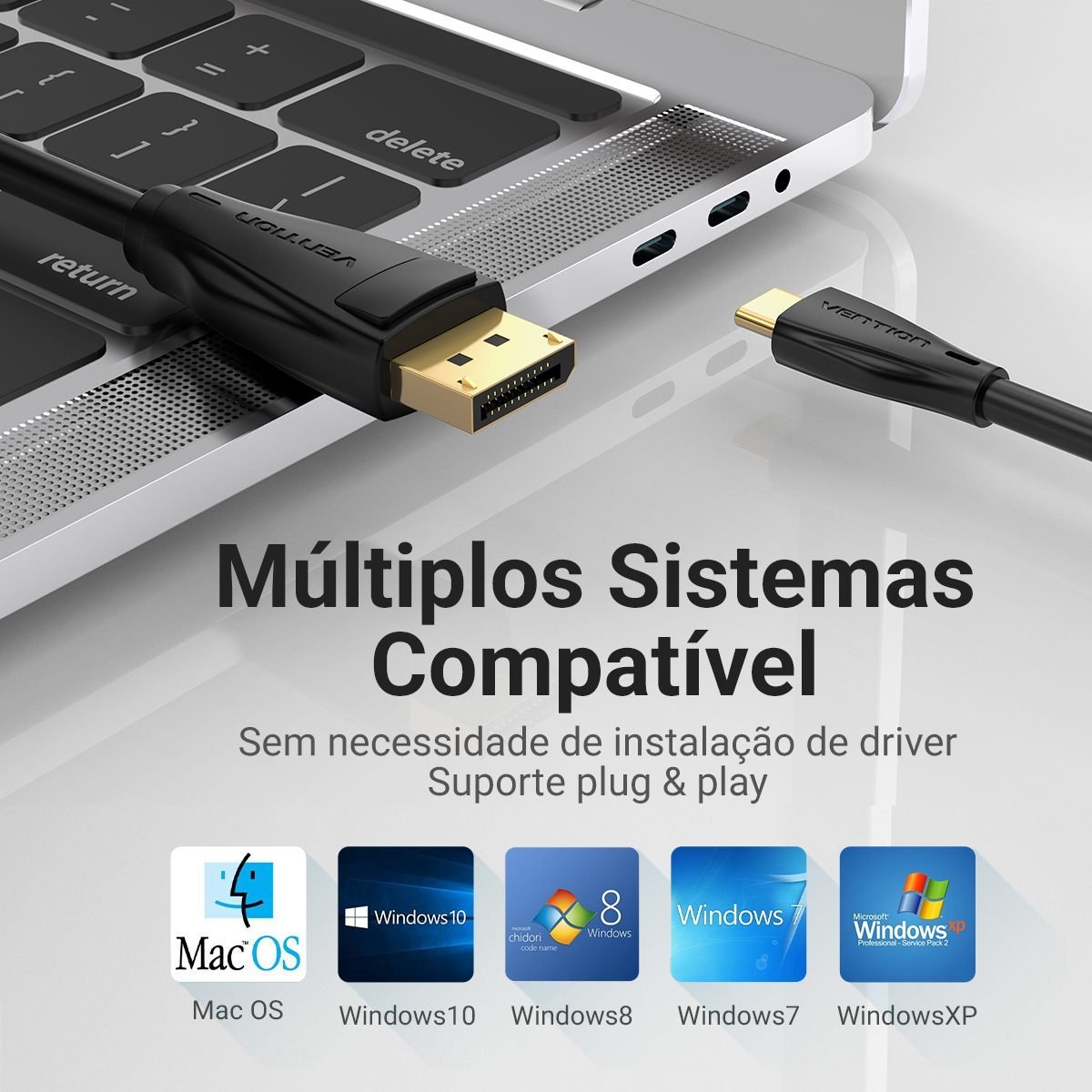 Cabo USB C para DP 1.4 8K 60Hz TV Notebook Gamer - Vention - Imagem 4