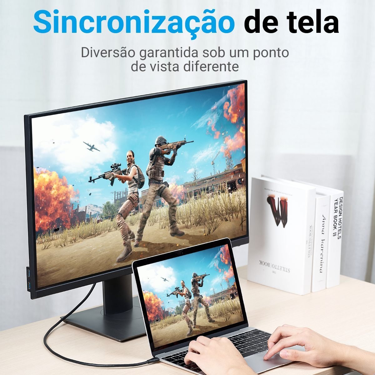 Cabo USB C para DP 1.4 8K 60Hz TV Notebook Gamer - Vention - Imagem 5