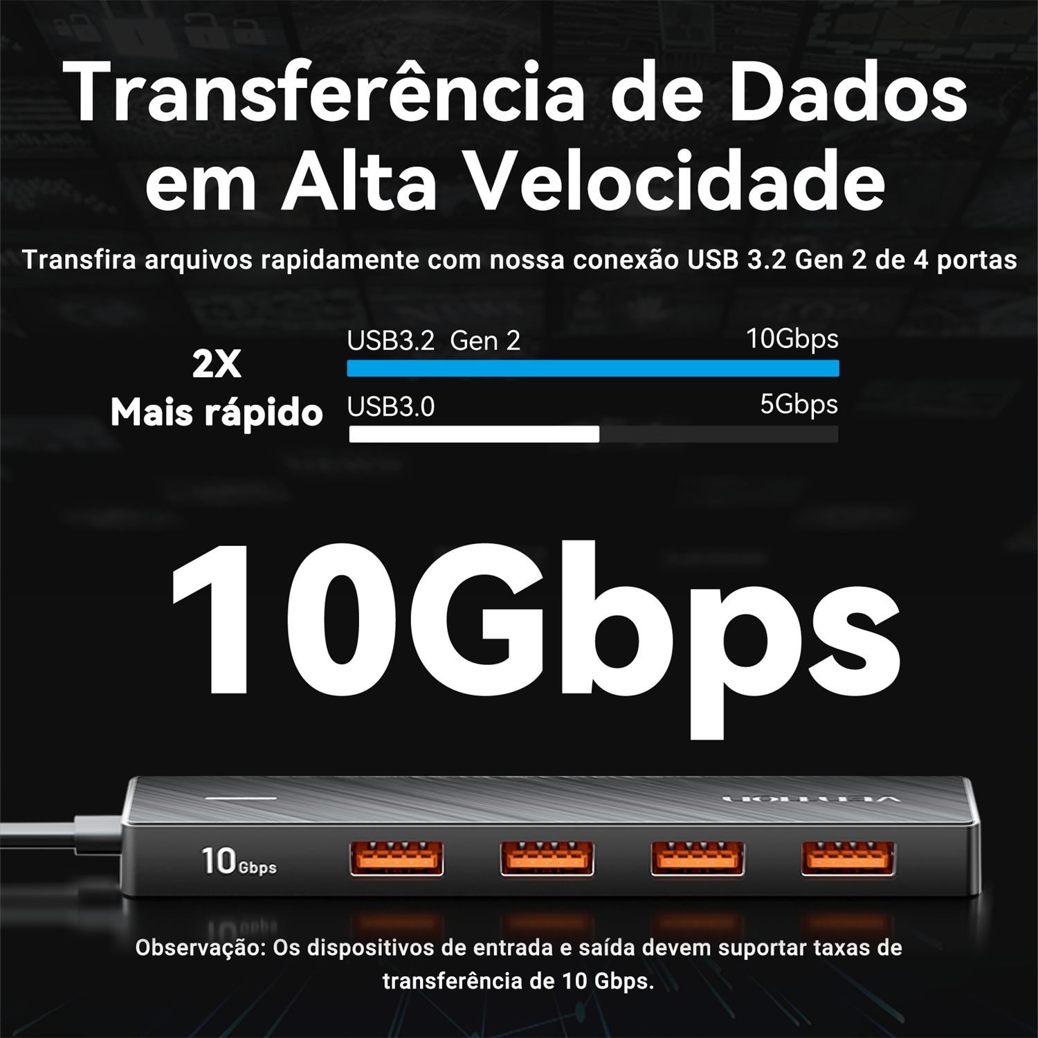 Hub USB 5 em 1 USB Gen 3.2 10 Gbps com Alimentação - Vention - Imagem 3