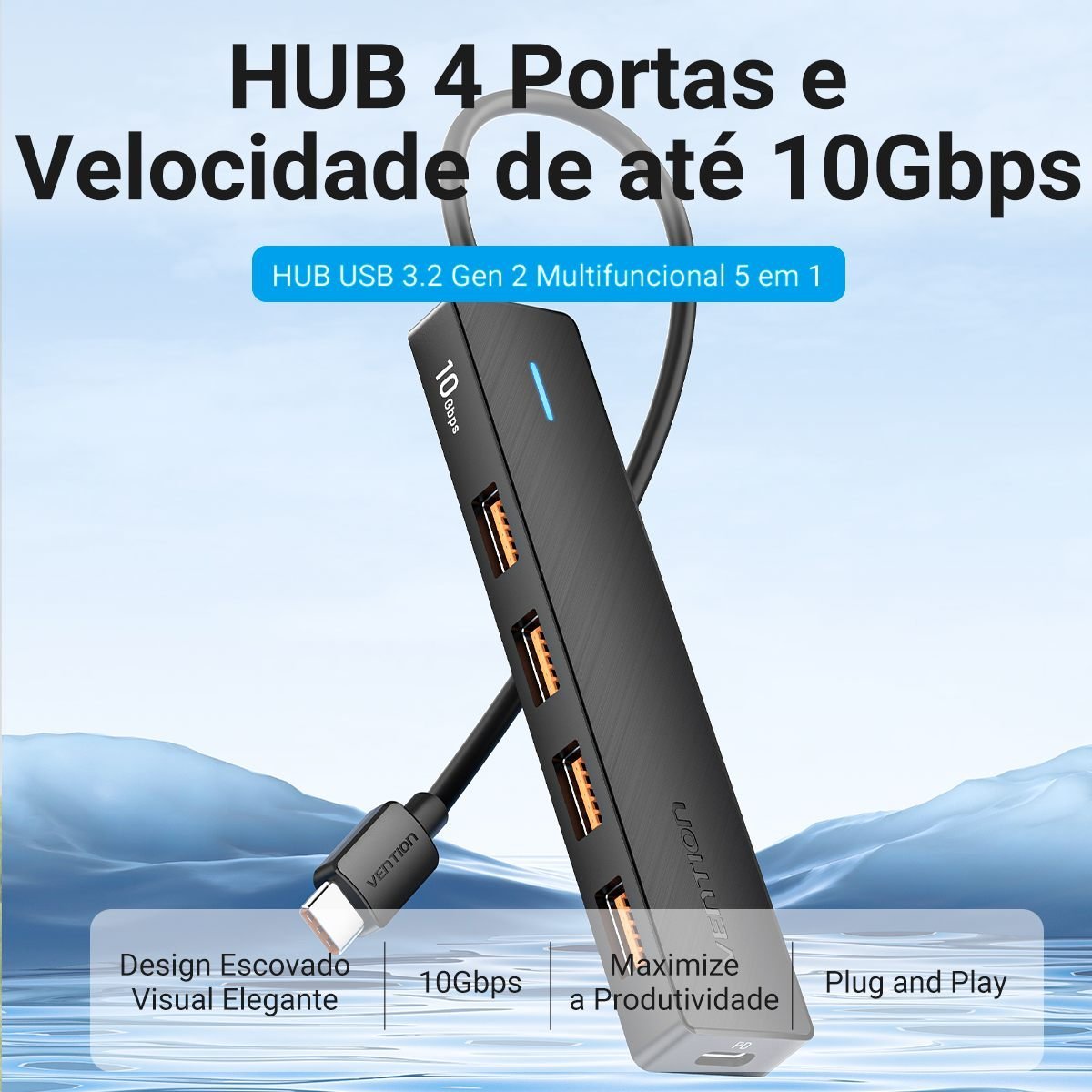 Hub USB-C 5 em 1 USB Gen 3.2 10 Gbps com Alimentação - Vention - Imagem 2