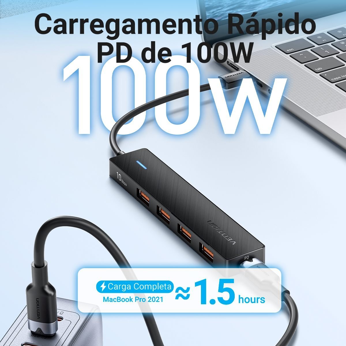 Hub USB-C 5 em 1 USB Gen 3.2 10 Gbps com Alimentação - Vention - Imagem 4