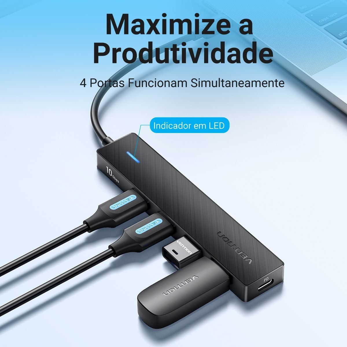 Hub USB-C 5 em 1 USB Gen 3.2 10 Gbps com Alimentação - Vention - Imagem 9