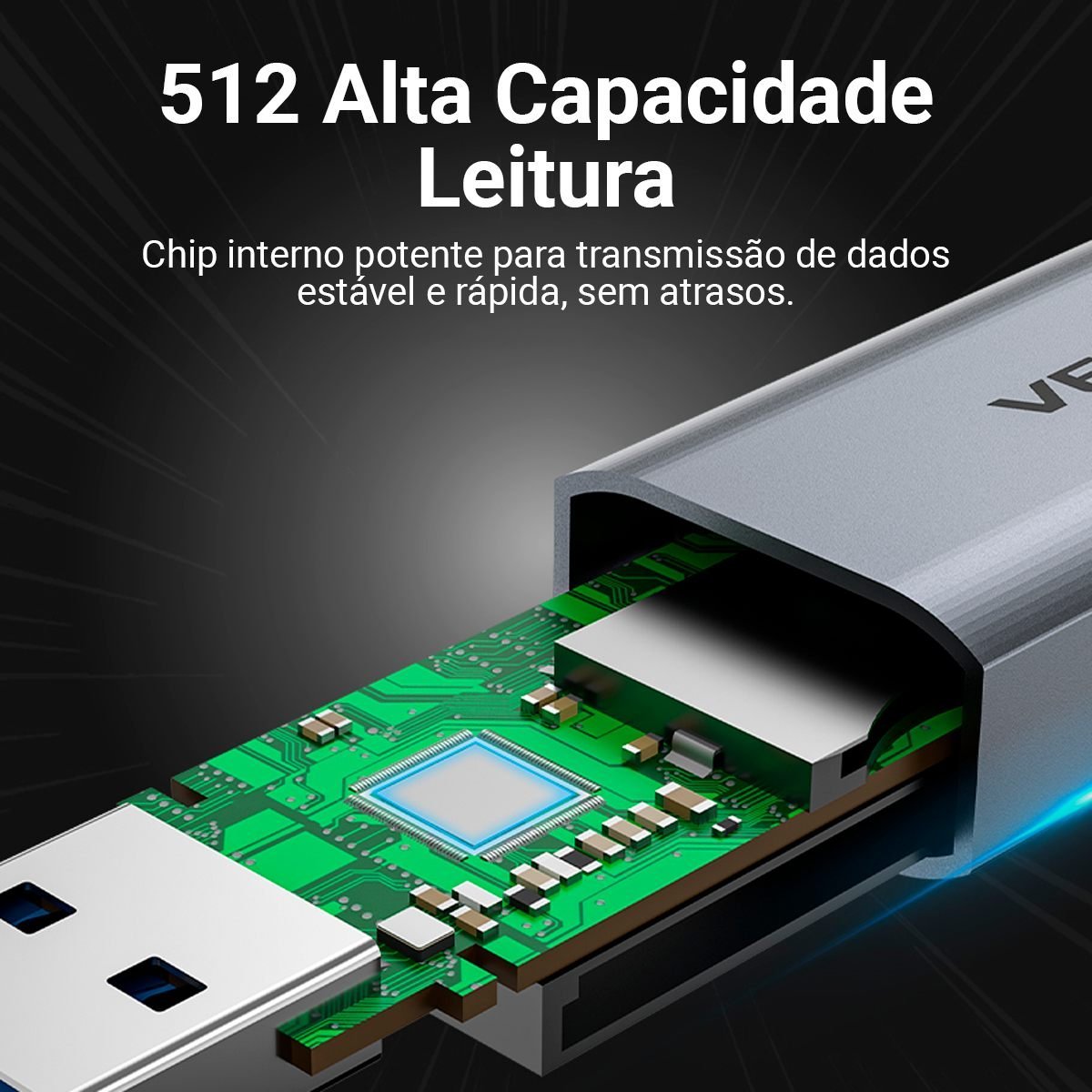 Leitor de Cartão USB para SD + TF Simultâneo 5 Gbps - Vention - Imagem 6