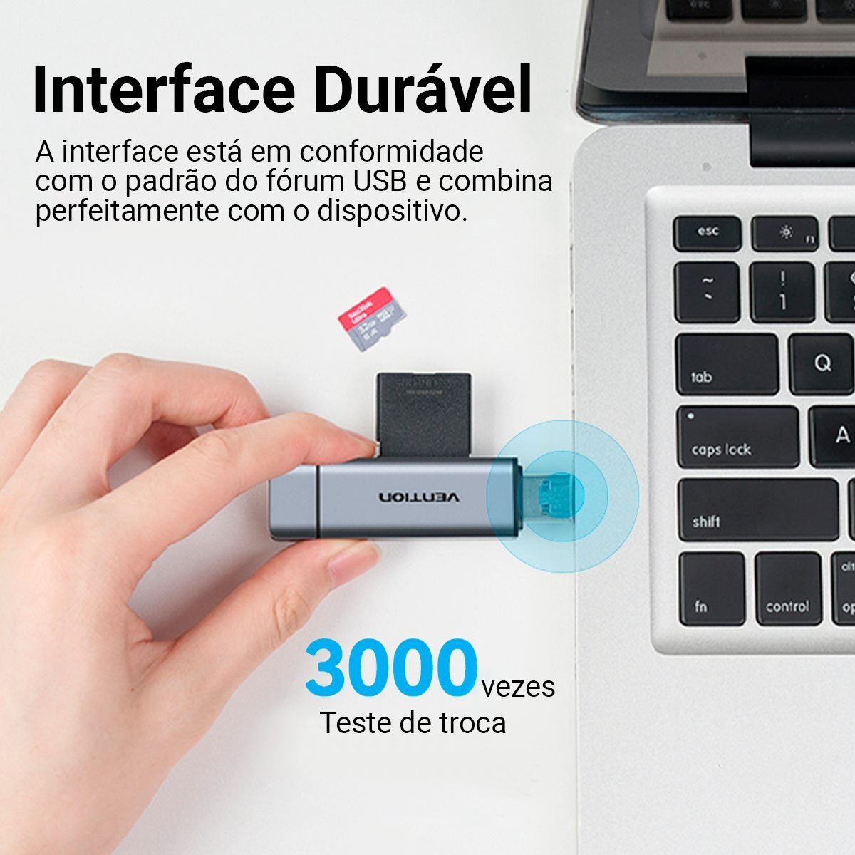 Leitor de Cartão USB para SD + TF Simultâneo 5 Gbps - Vention - Imagem 8