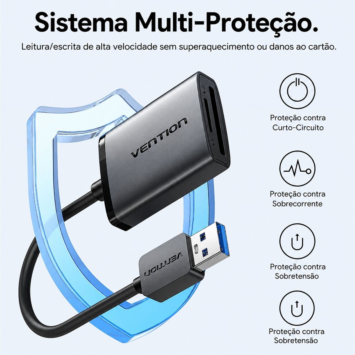 Leitor USB-A Multi-Cartão Transferência Fotos Vídeos - Vention - Imagem 6