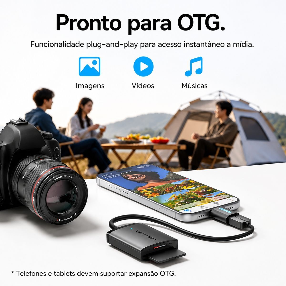 Leitor USB-A Multi-Cartão Transferência Fotos Vídeos - Vention - Imagem 7