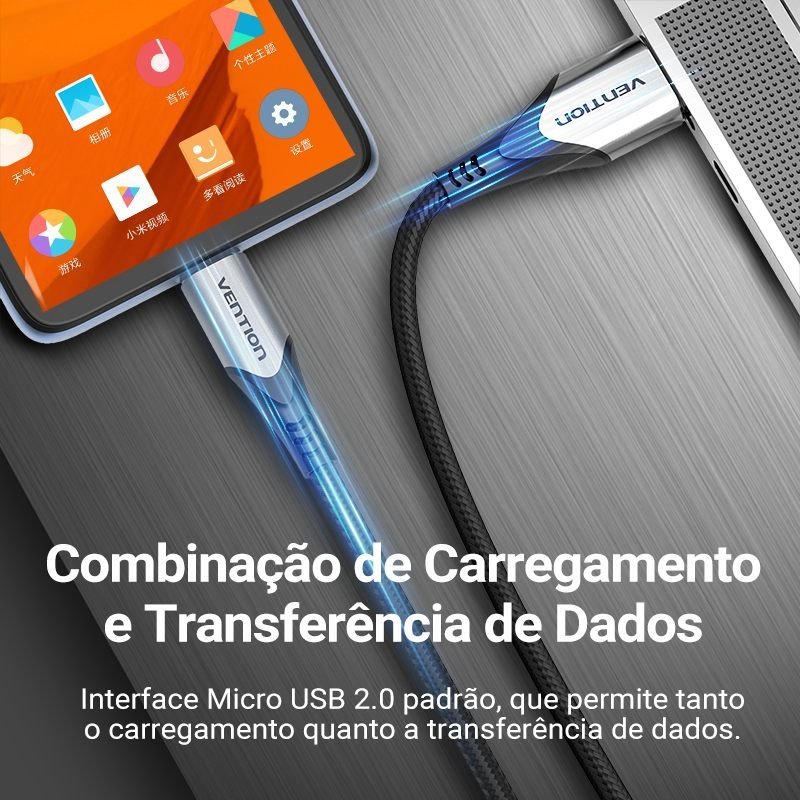 Cabo Carregador Micro USB V8 Android Turbo - Vention - Imagem 3