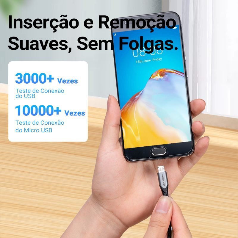 Cabo Carregador Micro USB V8 Android Turbo - Vention - Imagem 5
