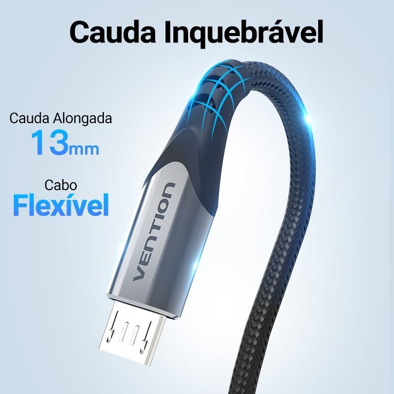 Cabo Carregador Micro USB V8 Android Turbo - Vention - Imagem 6