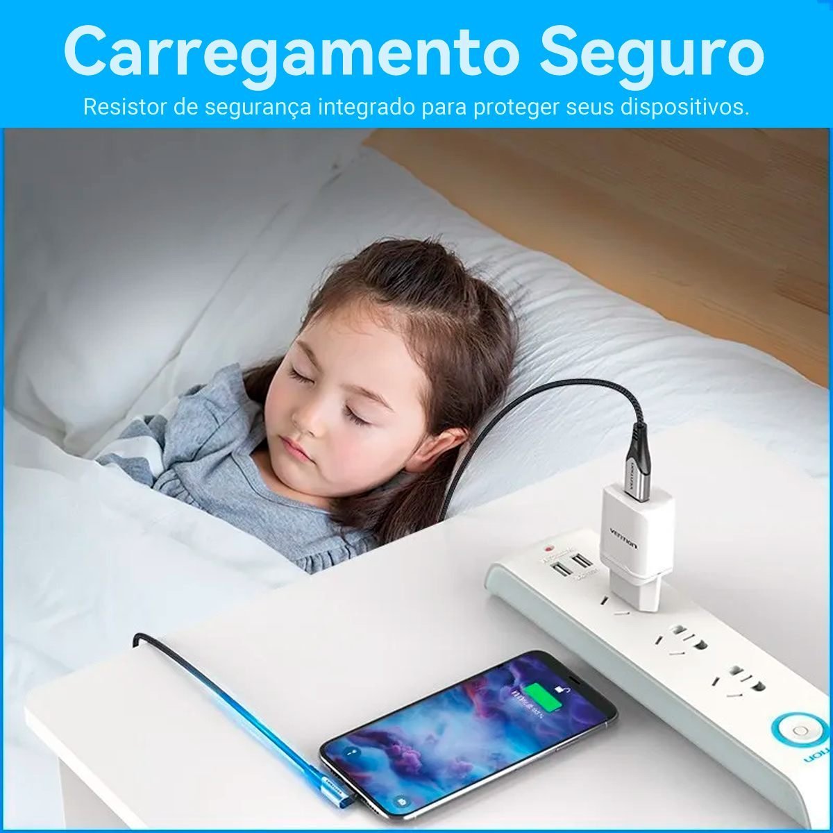 Cabo USB LED Carregador USB-A para Tipo-C 90º - Vention - Imagem 8