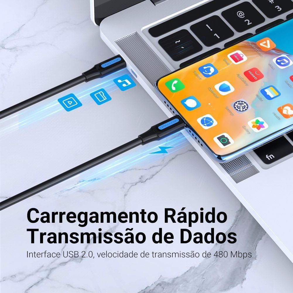Cabo Carregador de Celular USB Tipo C Curto - Vention - Imagem 3