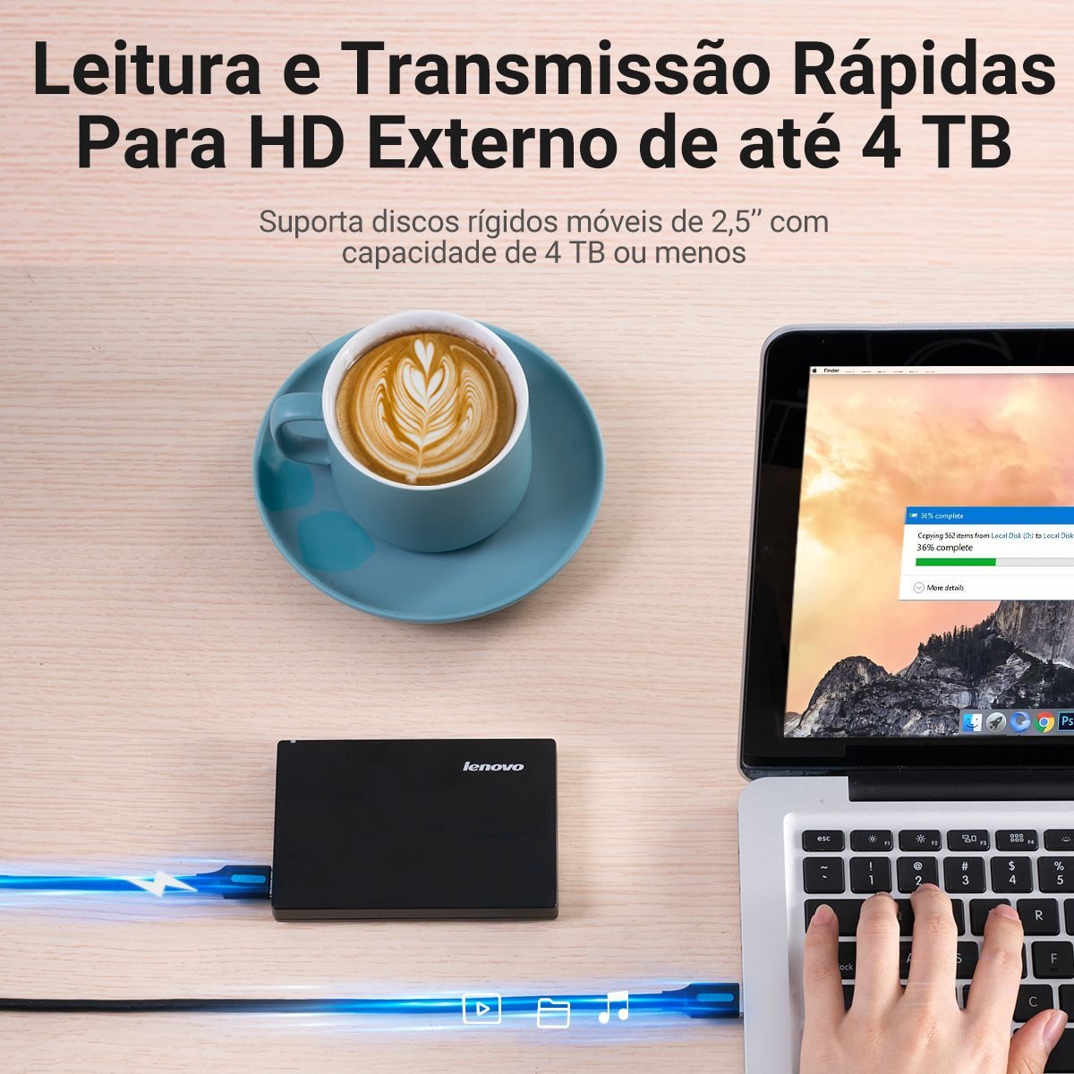 Cabo USB 3.0 HD Externo para Samsung Seagate Toshiba - Vention - Imagem 3