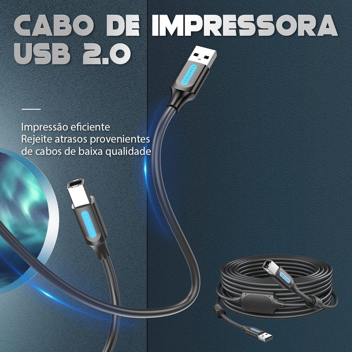 Cabo Impressora USB 2.0 Tipo A para Tipo B - Vention - Imagem 2