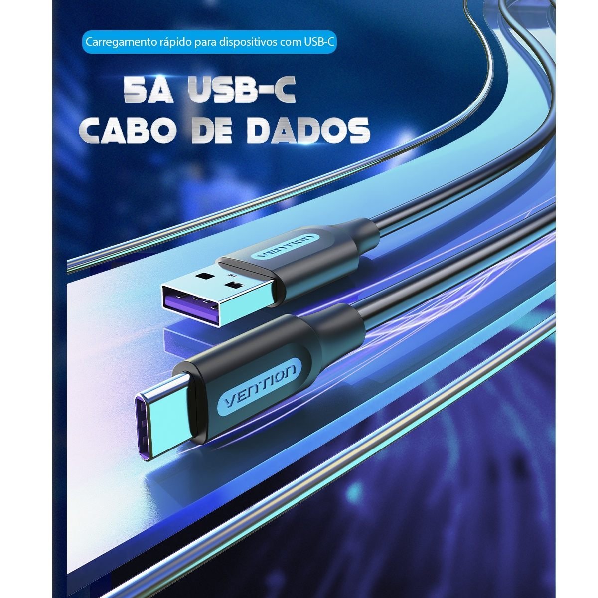 Cabo Carregador Celular Turbo USB-C Curto - Vention - Imagem 2