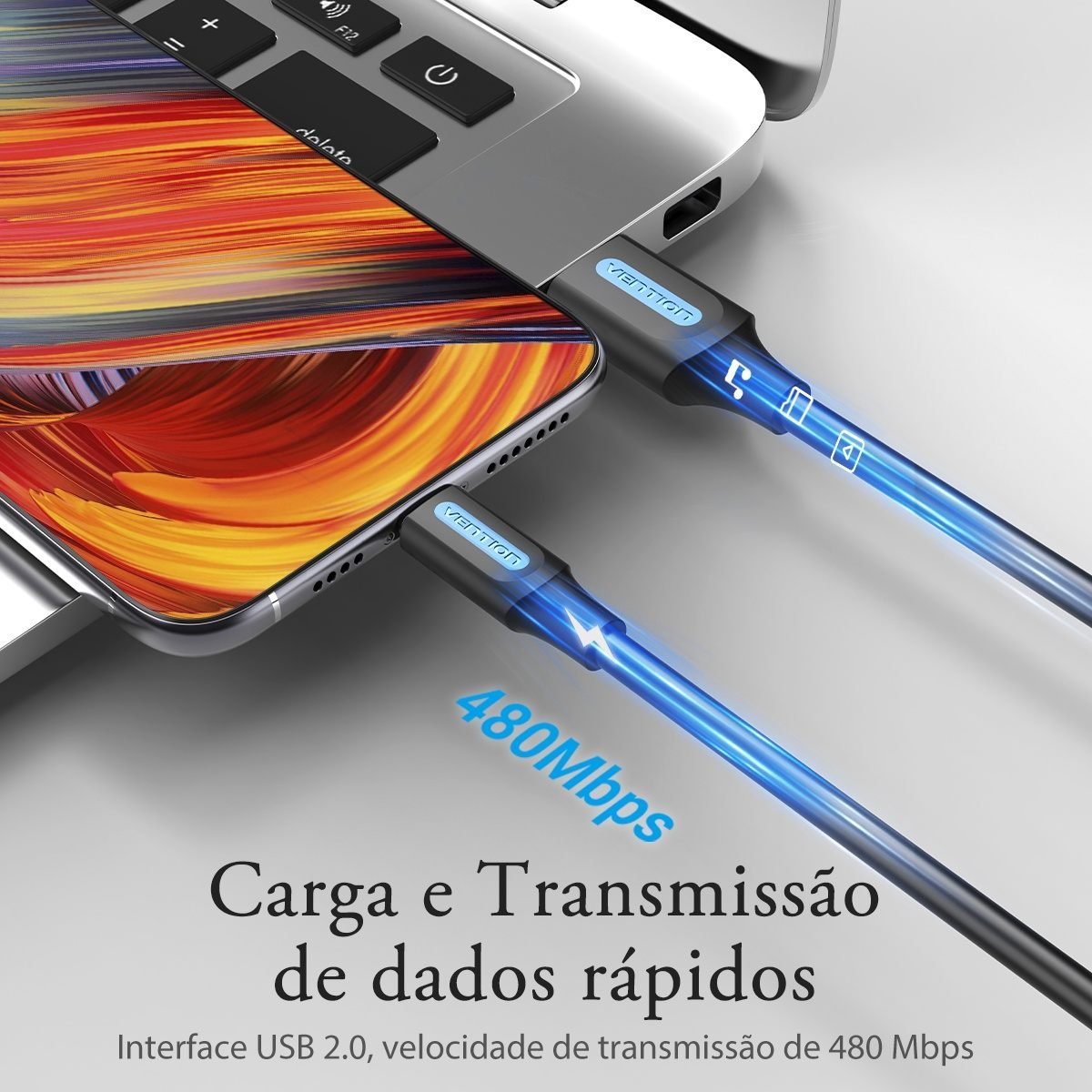 Cabo Carregador Celular Turbo USB-C Curto - Vention - Imagem 4