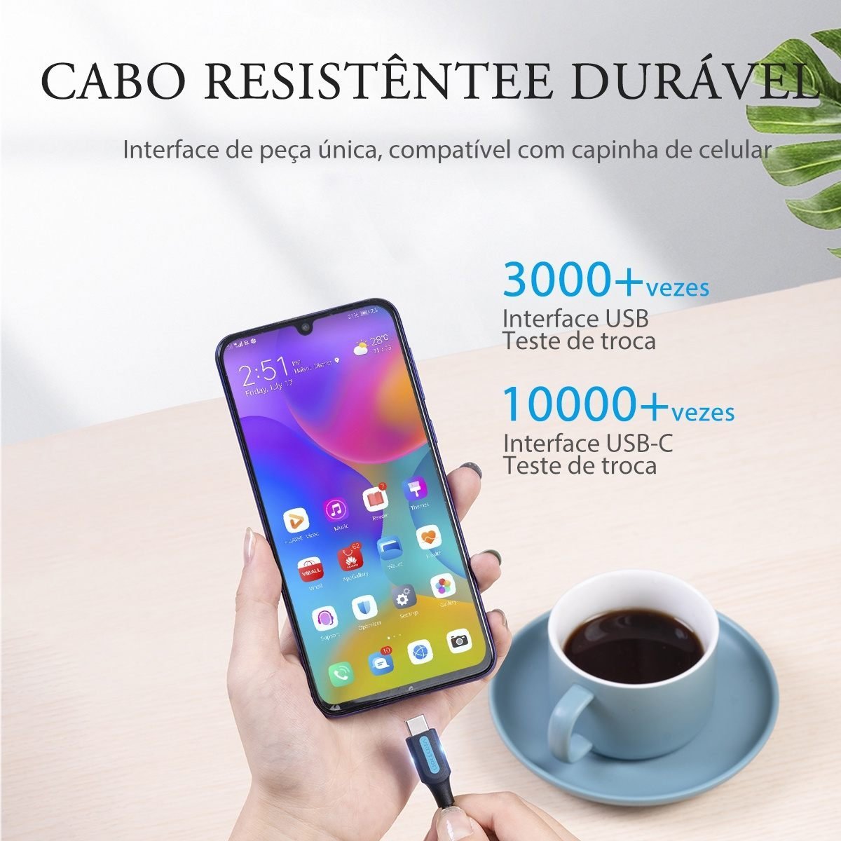 Cabo Carregador Celular Turbo USB-C Curto - Vention - Imagem 5