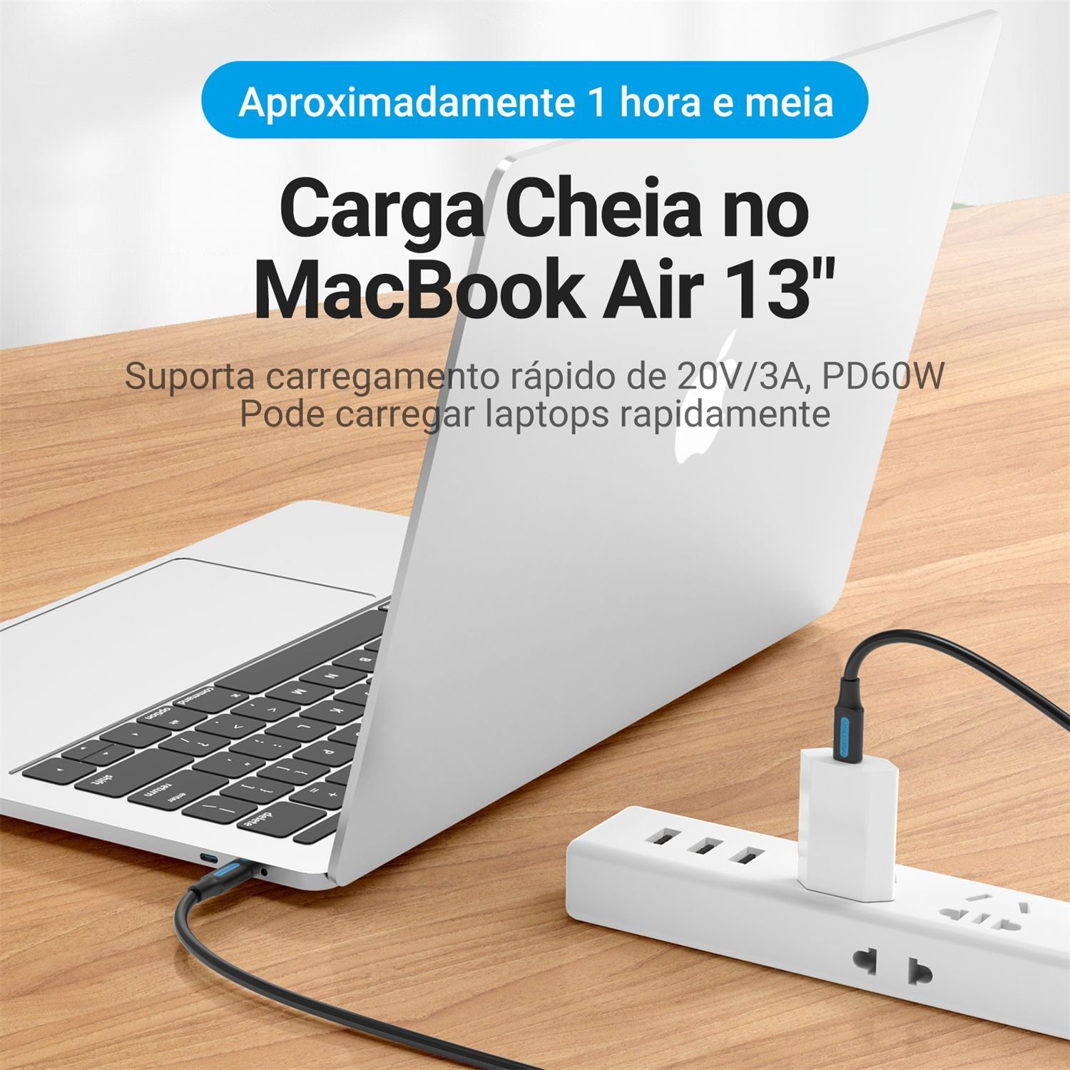 Cabo Carregador USB Tipo C Dupla Ponta Curto - Vention - Imagem 3