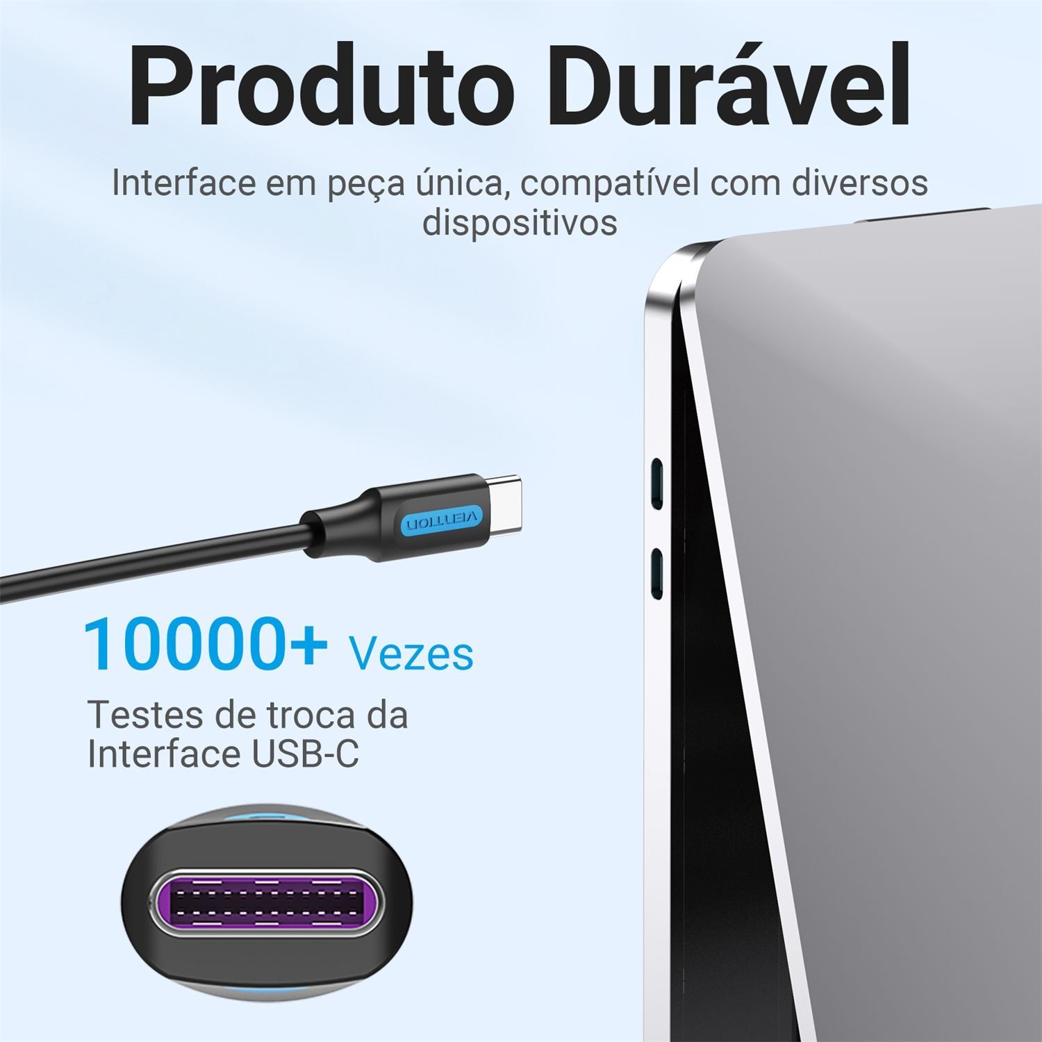 Cabo Carregador USB Tipo-C para USB-C 100W 5A - Vention - Imagem 4