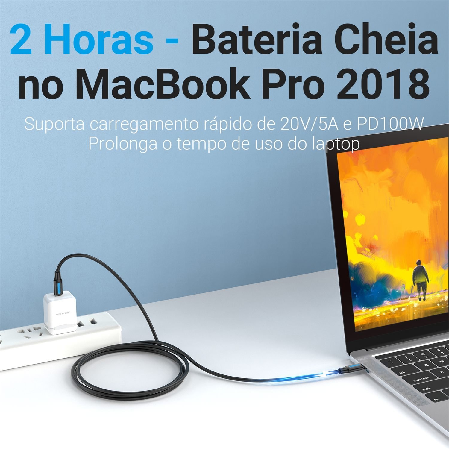Cabo Carregador USB Tipo-C para USB-C 100W 5A - Vention - Imagem 5