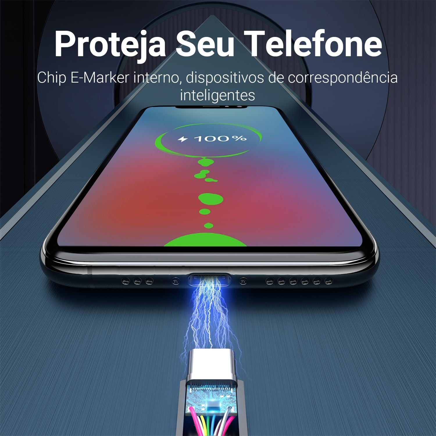 Cabo Carregador USB Tipo-C para USB-C 100W 5A - Vention - Imagem 6
