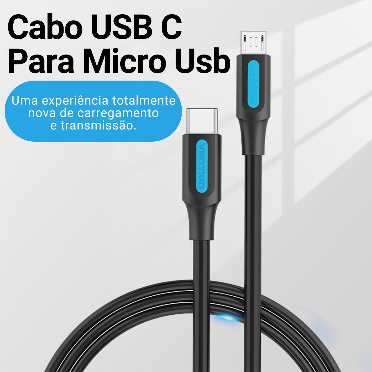 Cabo USB Tipo C para Micro-USB V8 Turbo 2.0A - Vention - Imagem 2