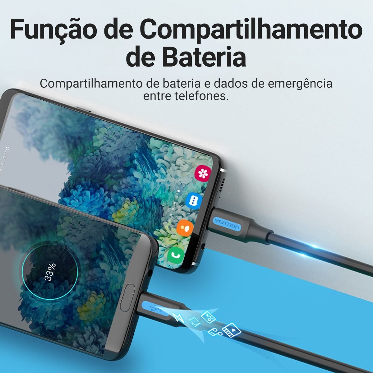 Cabo USB Tipo C para Micro-USB V8 Turbo 2.0A - Vention - Imagem 6