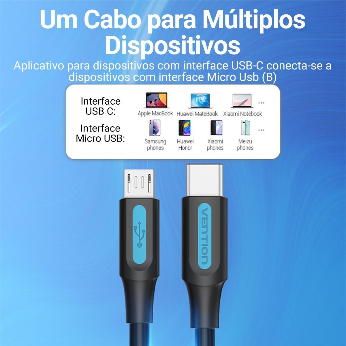 Cabo USB Tipo C para Micro-USB V8 Turbo 2.0A - Vention - Imagem 7