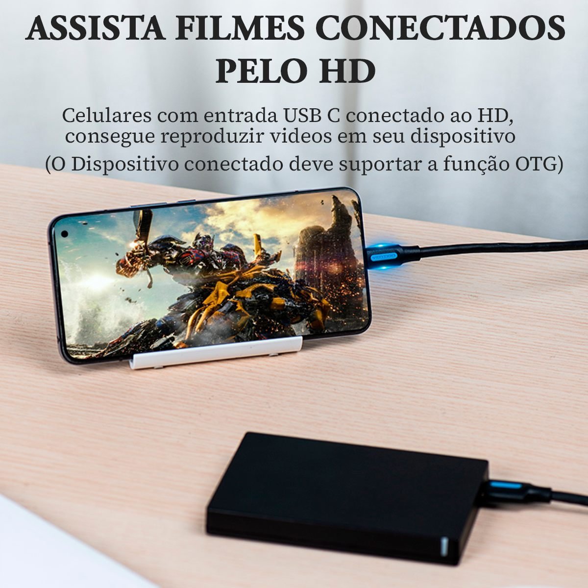 Cabo HD Externo USB-C Tipo C 3.1 para Micro B 5 Gbps - Vention - Imagem 6