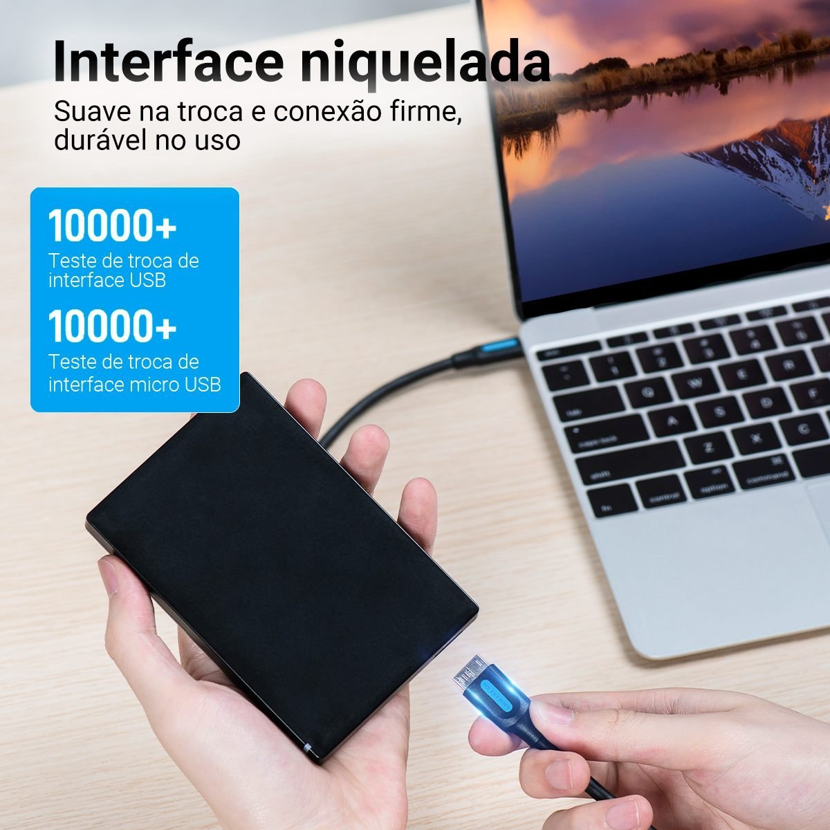 Cabo HD Externo USB-C Tipo C 3.1 para Micro B 5 Gbps - Vention - Imagem 9