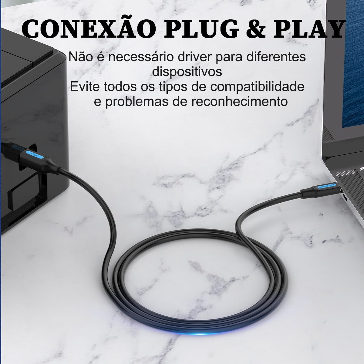 Cabo Impressora USB-C para USB Tipo-B 2.0 Printer - Vention - Imagem 4