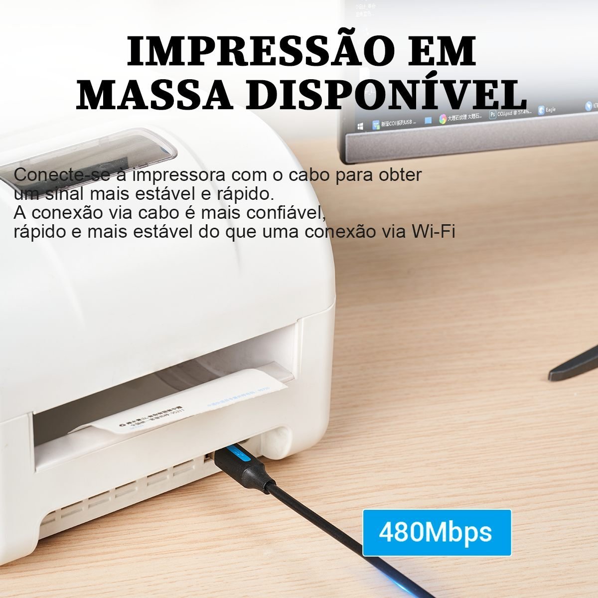 Cabo Impressora USB-C para USB Tipo-B 2.0 Printer - Vention - Imagem 5