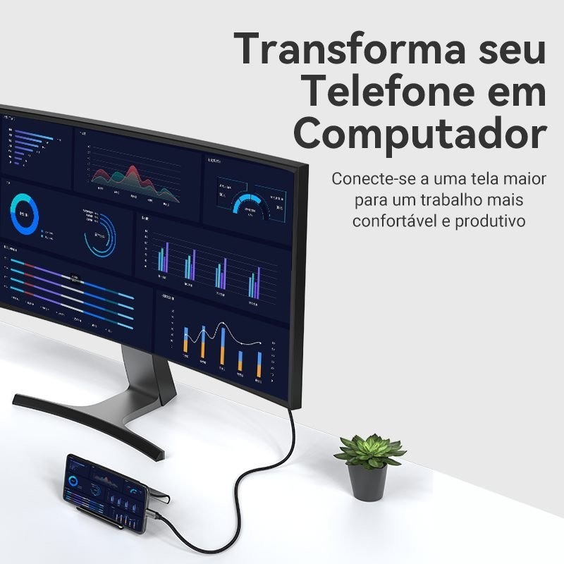 Cabo Adaptador Vídeo Tipo C para HDMI 4K Mac Book - Vention - Imagem 5