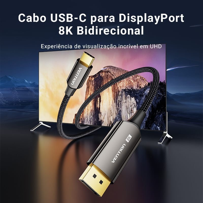 Cabo USB C para DisplayPort 1.2 4K 60Hz Monitor - Vention - Imagem 2