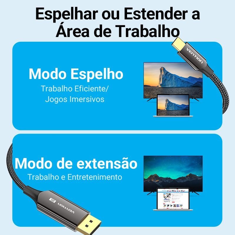 Cabo USB C para DisplayPort 1.2 4K 60Hz Monitor - Vention - Imagem 7